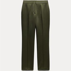Zara- New With Tags Olive Satin Pants